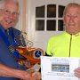 Brian Bathgate, oldest man, receiving his certificate and trophy from Mike Cross, President of Chester & NW CTC.