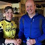 Phil Bennett-Lloyd, 3rd Hill Climb and 4th Freewheel, receiving prize from Lowri Evans